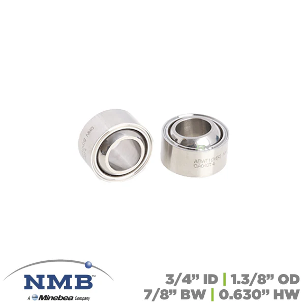 NMB Spherical Bearing | 3/4" ID | 1.3/8" OD | 7/8" BW | 0.630" HW