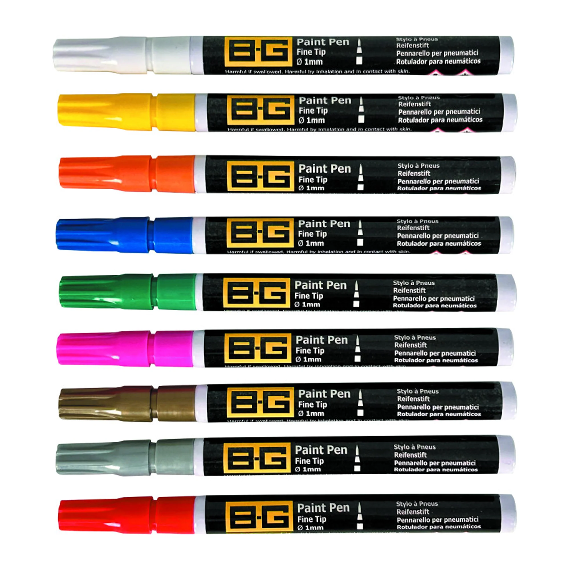 Paint Pen Set - Bullet Tip Ø1mm - 3ml - Pack of 9 Colours