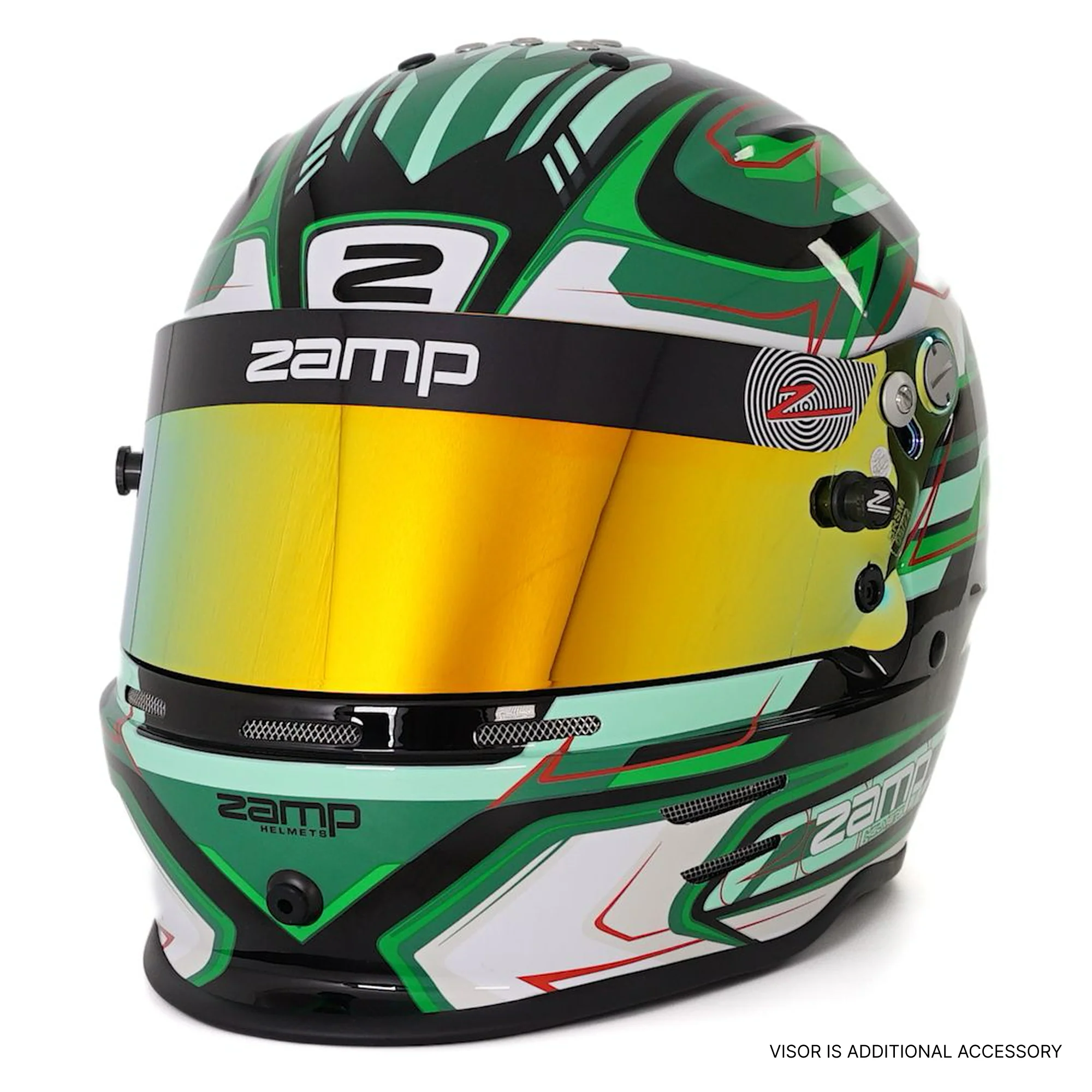 RZ 42 Youth Karting Helmet - Green / Black - Image 3