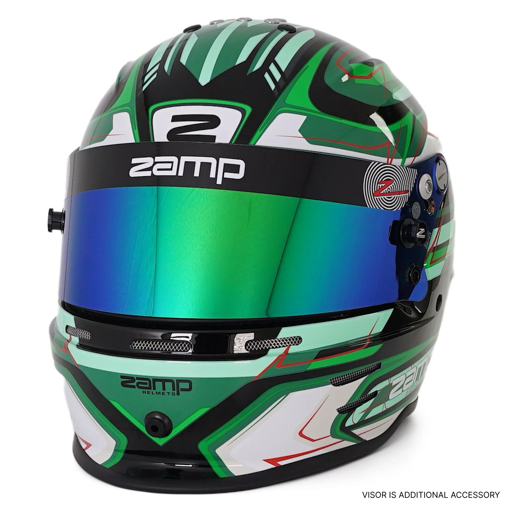 RZ 42 Youth Karting Helmet - Green / Black - Image 4