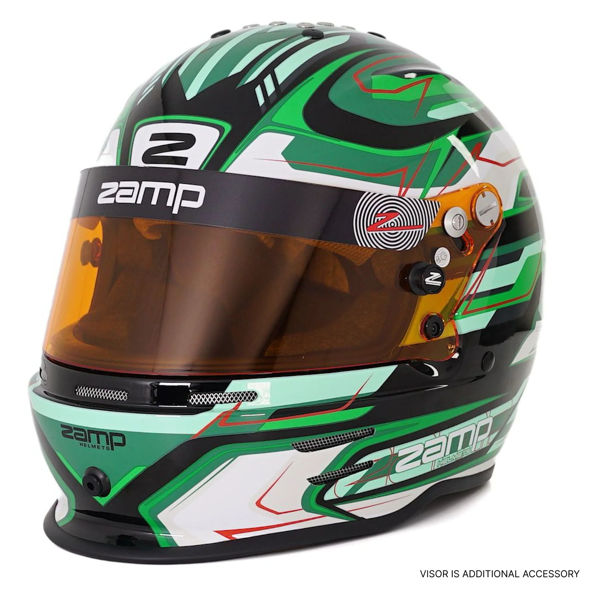 RZ 42 Youth Karting Helmet - Green / Black - Image 9