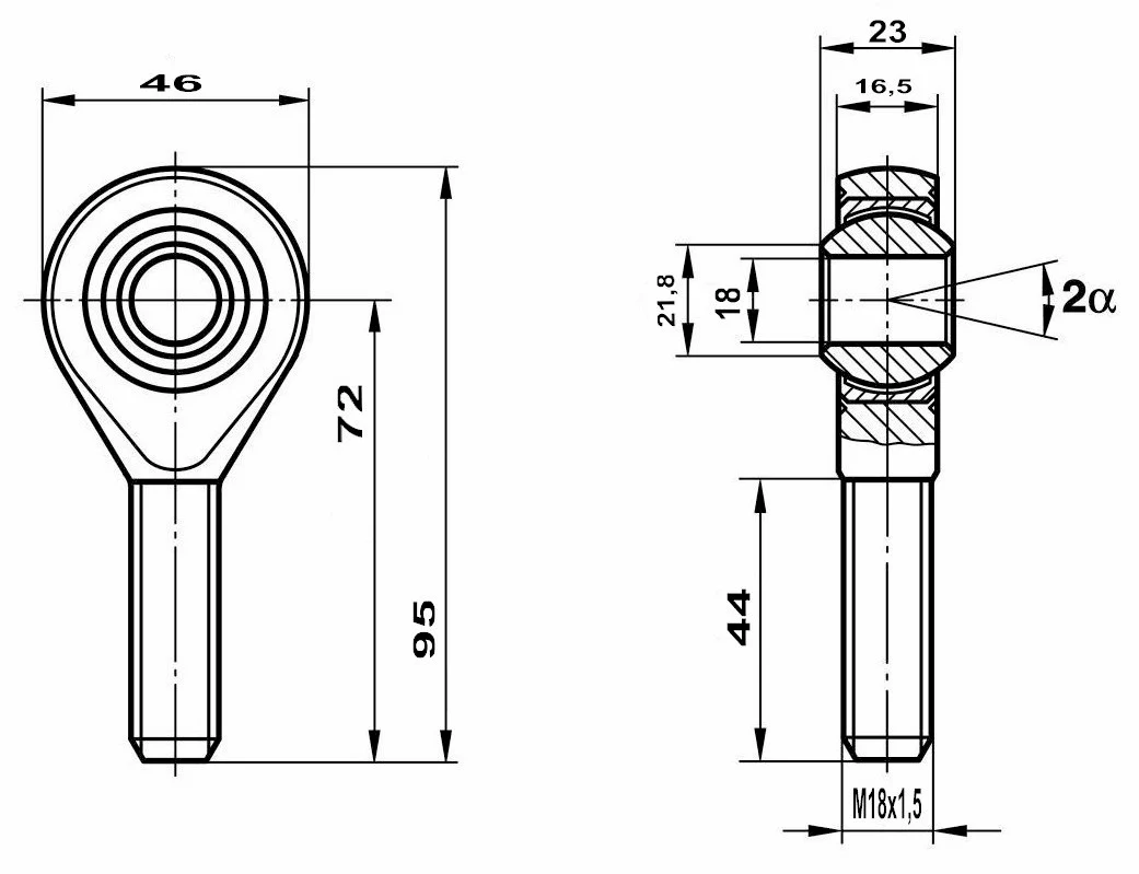 Fluro Tie Rod End 18mm - Image 2