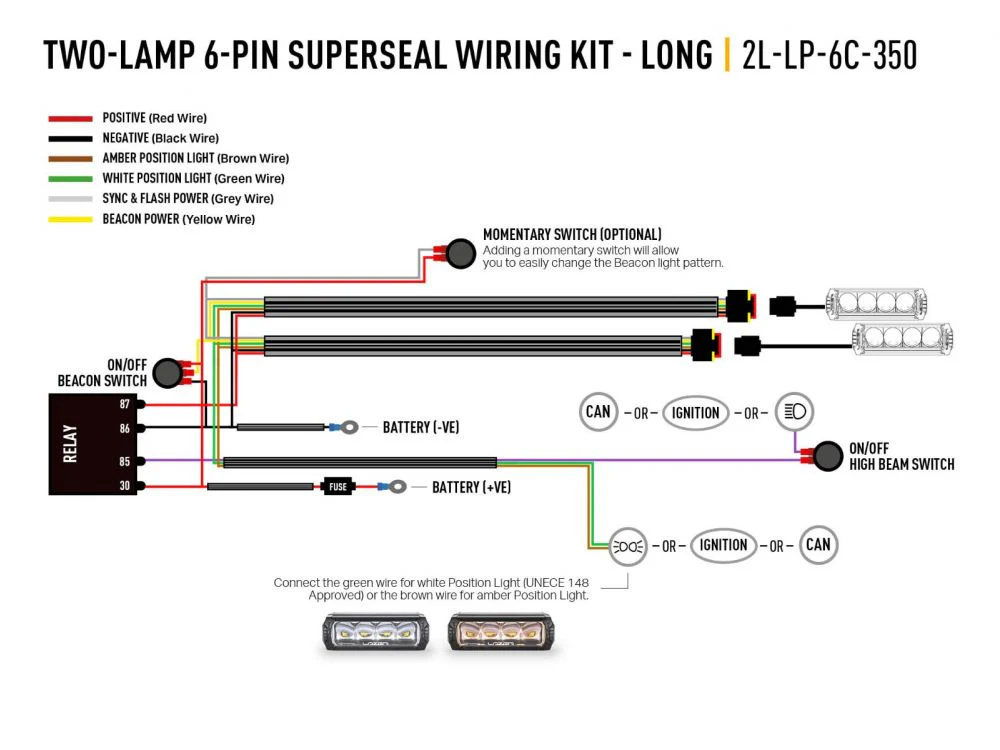 Two-Lamp Wiring Kit - Long (6-Pin, Superseal, 12V) - Image 2